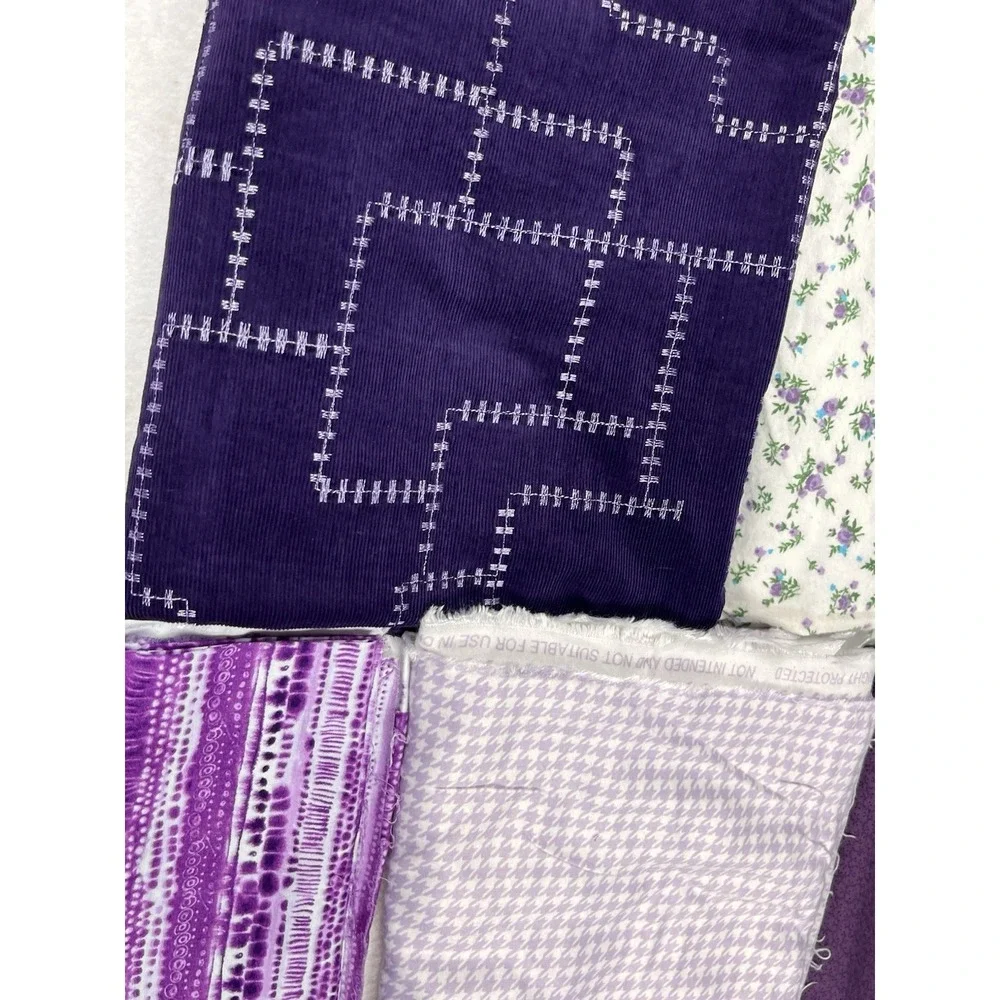 Fall Fabric Bundle Lot of 7 Pieces Purple Magenta Floral Stripes Quilting